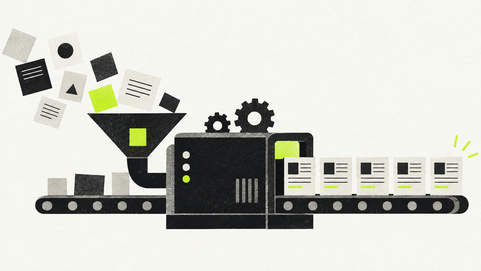 Editorial illustration: How to Scale Content Creation: The 5-Step System for 10x Output
