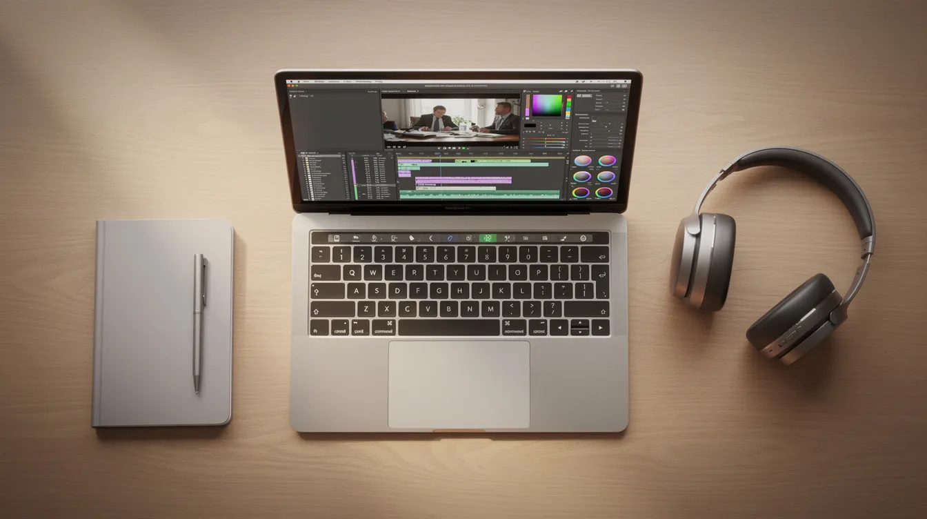 A MacBook on a desk showing a program to record screen and audio, representing the best software for macOS.