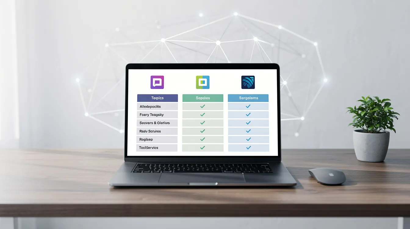 A laptop screen showing a competitive analysis of AI blog writer tools, symbolizing an informed choice.