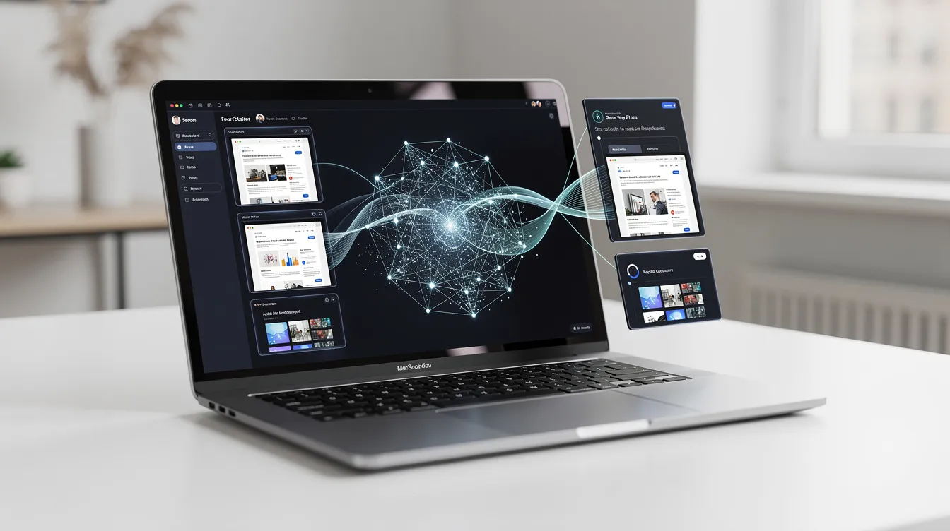 A screen displaying a programmatic SEO tool's dashboard, automating the creation of web pages from data.
