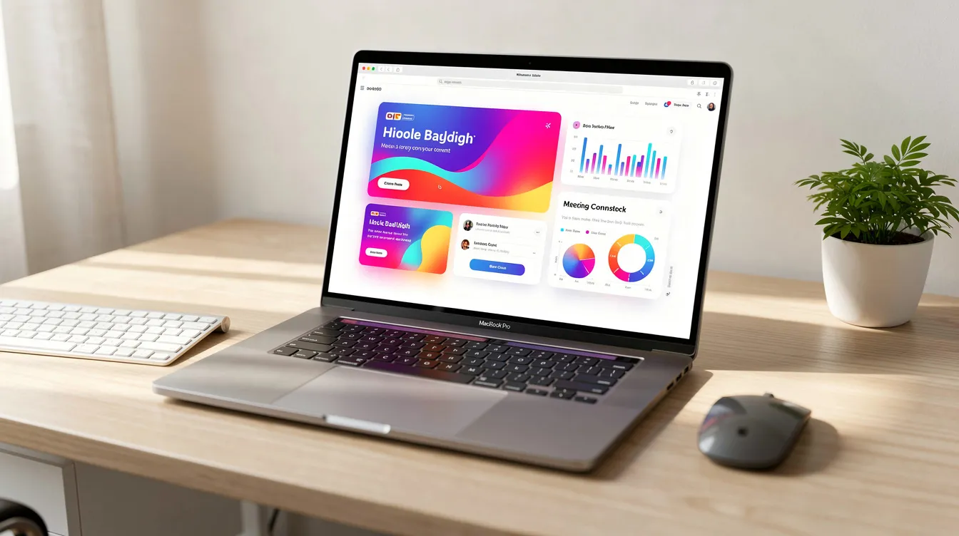 A MacBook on a desk, showing the process of screen recording a user interface.
