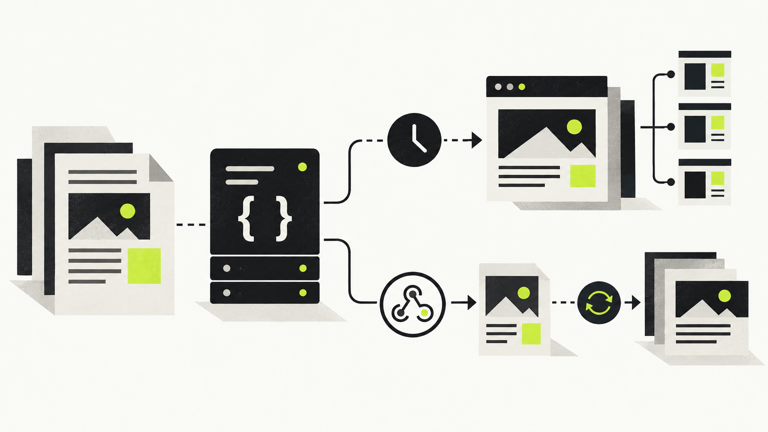 Editorial illustration: Headless CMS SEO: Automated Content Delivery via REST API and Webhooks